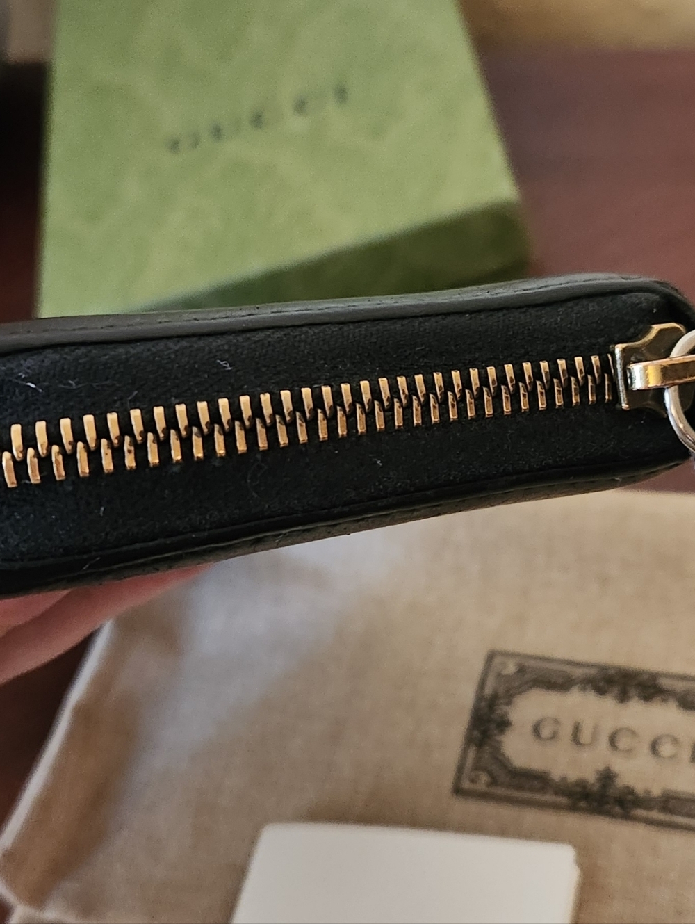 Gucci Marmont Bow Black Leather Zipper Around Wallet - Picture 6 of 9